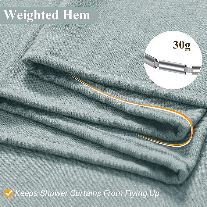 Naturoom Blue Linen Shower Curtain, Cloth Textured Fabric Shower Curtain Set with Hooks, Simple Elegant Modern Farmhouse Country Ultra Thick Bath Curtains for Bathroom,Water Repellent,72x72 - ModernBath