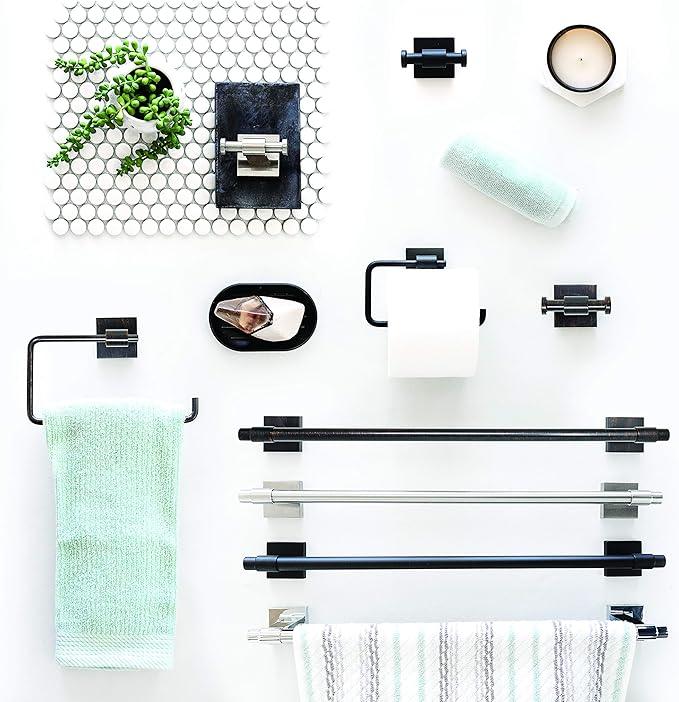 Franklin Brass Maxted (1-Pack) Hand Towel Holder Matte Black Towel Racks for Bathroom Wall Square Towel Ring Holder for Bath Towel Hanger for Kitchen, Bathroom Accessories MAX46-FB - ModernBath