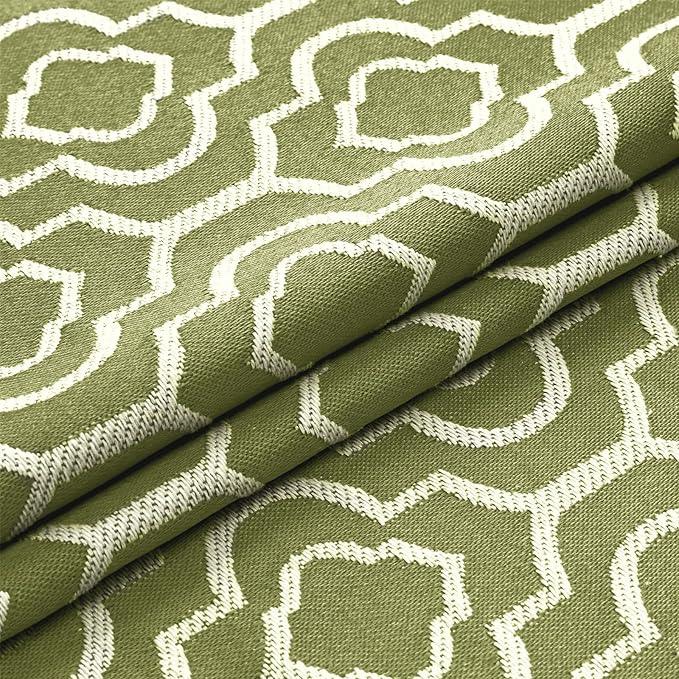 MitoVilla Green Boho Farmhouse Small Stall Shower Curtain Set 36 x 72, Half Size Narrow Geometric Cotton Fabric Shower Curtains for Bohemia Rustic Bathroom Decor - ModernBath