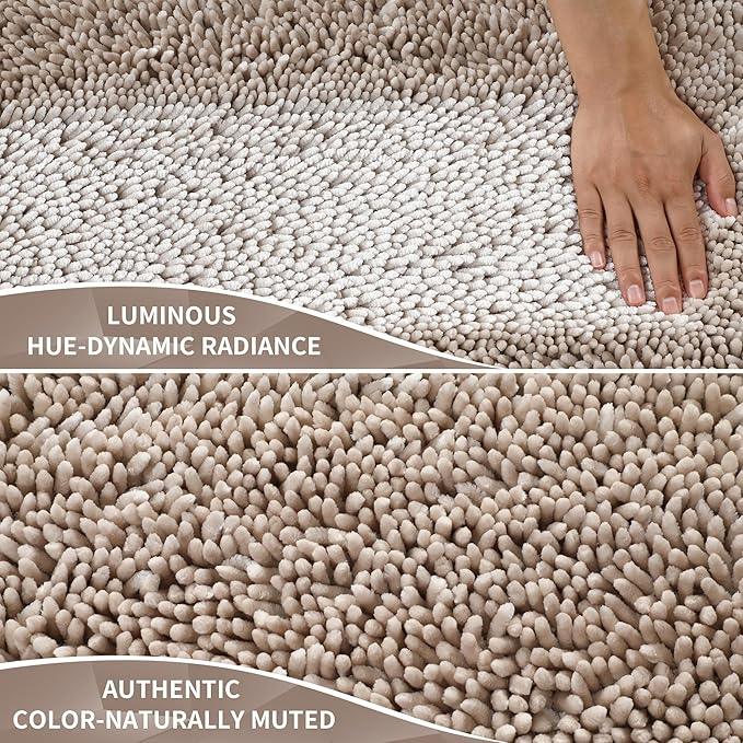 Yimobra Long Bathroom Rugs Runner 55x24 Inch, Extra Thick Soft Absorbent Chenille Bath Mat, Non Slip Machine Washable, Quick Dry Bath Rugs for Bathroom Floor, Tub and Shower, Khaki - ModernBath