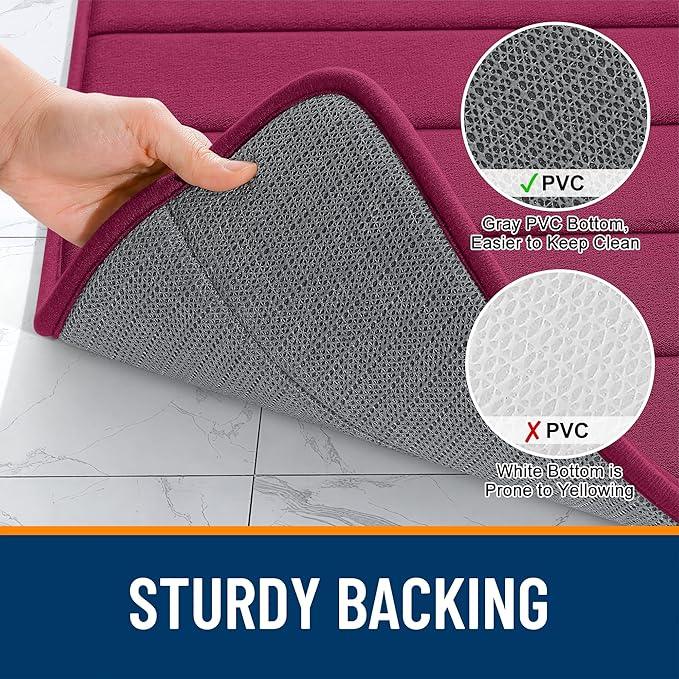 OLANLY Memory Foam Bath Mat 24x16, Super Soft Absorbent Bathroom Rugs, Quick Dry, Machine Washable Shower Floor Rugs, Bathmat Carpet, Bathroom Home Decor Accessories, Burgundy - ModernBath