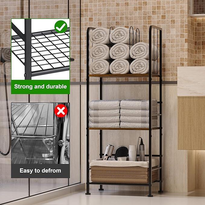 Towel Rack Free Standing 3-Tier M-Shaped Detachable Dividers, Durable Metal Towel Holder for Bathroom, Pool Towel Rack, Space-Saving Towel Storage Organizer, Modern Bath Towel Shelf Patent Pending - ModernBath