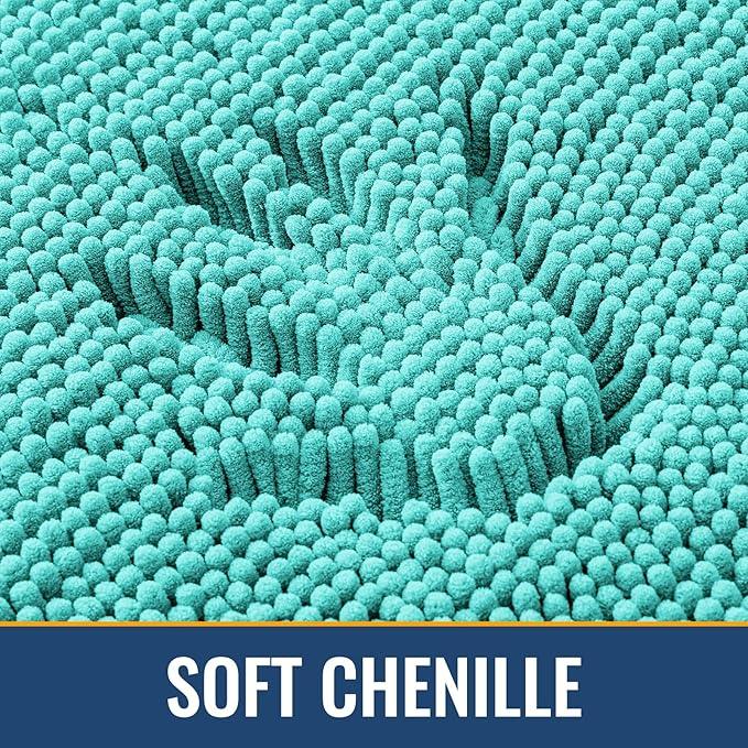 Arotive Bathroom Rugs 30x20, Extra Soft Absorbent Shaggy Chenille Bath Rugs, Machine Washable Rubber Backing Non-Slip Bath Mats for Bathroom Floor Tub and Shower, Home Decor Accessories, Turquoise - ModernBath