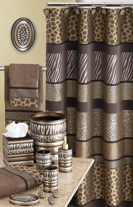 Zahari Home Safari Stripes Animal Bathroom Towel Set - 3 Piece Towel Set, Leopard and Cheetah Design with Zebra and Tiger Patterns - ModernBath