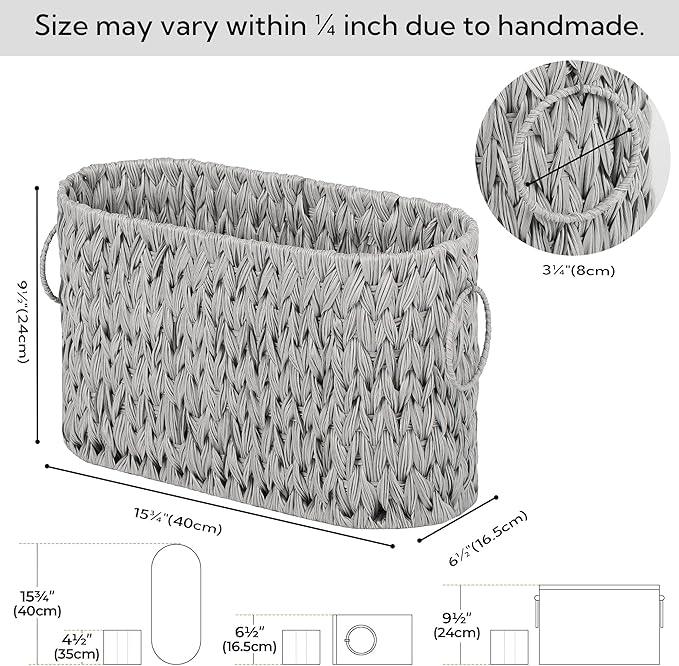 GRANNY SAYS Toilet Paper Storage, Toilet Paper Basket for Bathroom, 6 Mega Rolls Organizer Free Standing, Wicker Basket for Bathroom Storage, Grey - ModernBath