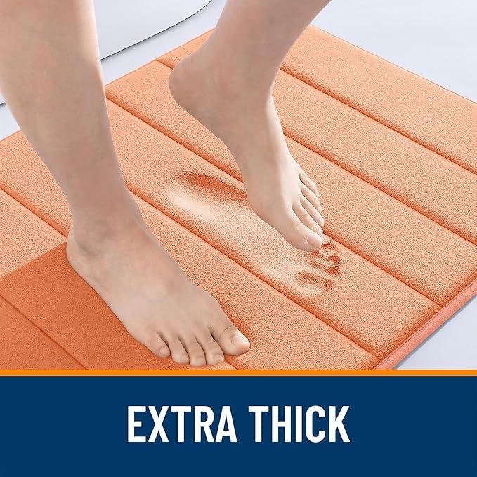 OLANLY Memory Foam Bath Mat 30x20, Super Soft Absorbent Bathroom Rugs, Quick Dry, Machine Washable Shower Floor Rugs, Bathmat Carpet, Bathroom Home Decor Accessories, Peach - ModernBath