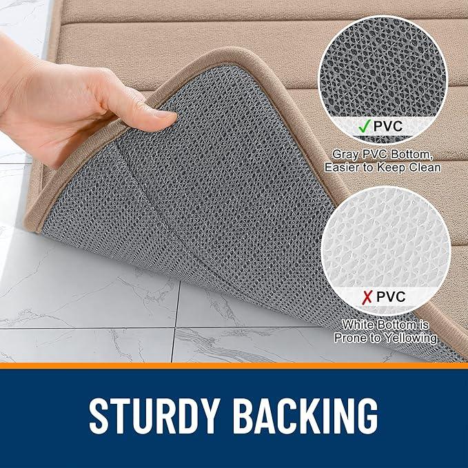 OLANLY Memory Foam Bath Mat 30x20, Super Soft Absorbent Bathroom Rugs, Quick Dry, Machine Washable Shower Floor Rugs, Bathmat Carpet, Bathroom Home Decor Accessories, Tan - ModernBath