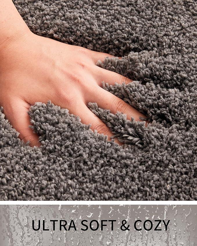 Ruggnovea Bathroom Rugs Non Slip Washable 70x24, Ultra Soft Thick Shaggy Absorbent Bath Mats, High Density Foam Latex Non Slip Backing Bath Rugs, Microfiber Bath Mats for Bathroom Floor&Sink,Dark Grey - ModernBath