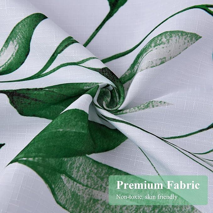 BOODII Hunter Green Plant Watercolor Shower Curtains 72 inches Long Floral Leaf Shower Curtain for Bathroom Botanical Leaves Hunter Green Eucalyptus Curtain Jungle Bathroom Decor 72x72 - ModernBath