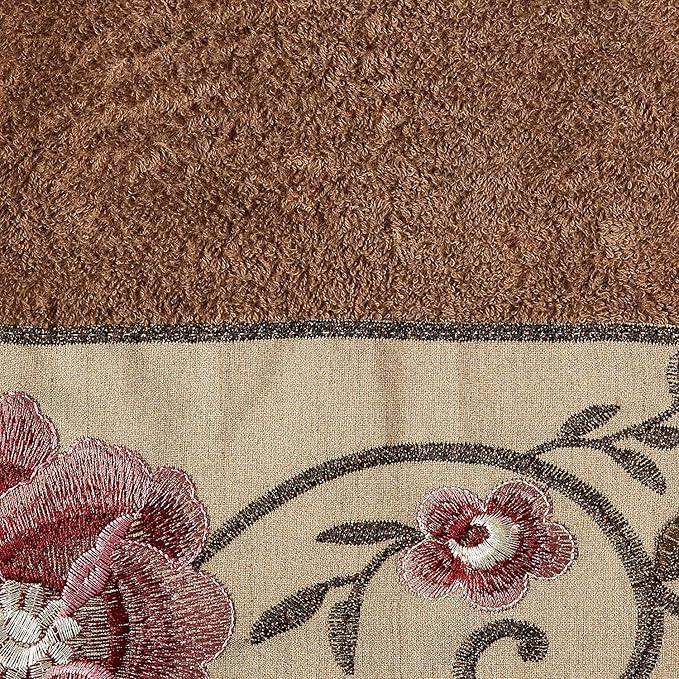 Zahari Home Larrisa Floral Bathroom Towel Set - 3 Piece Bath, Hand, and Wash Towels - Modern Classic Contemporary Decor With Beautiful Unique Design - Stylish Flower Set - ModernBath