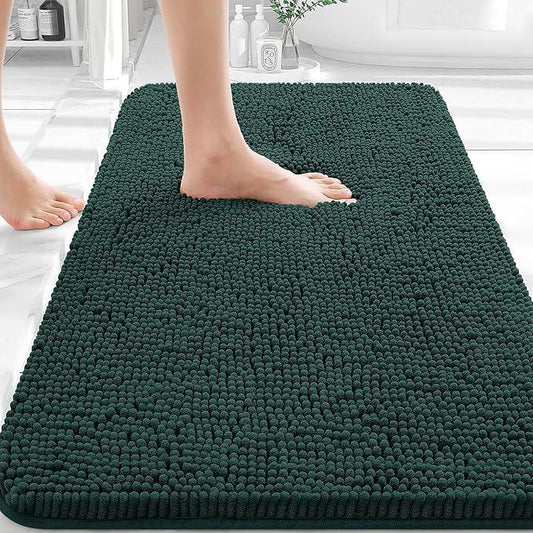 OLANLY Bathroom Rugs 36x24, Extra Soft Absorbent Chenille Bath Rugs, Rubber Backing Quick Dry, Machine Washable Bath Mats for Bathroom Floor, Tub and Shower, Home Decor Accessories, Blackish Green - ModernBath