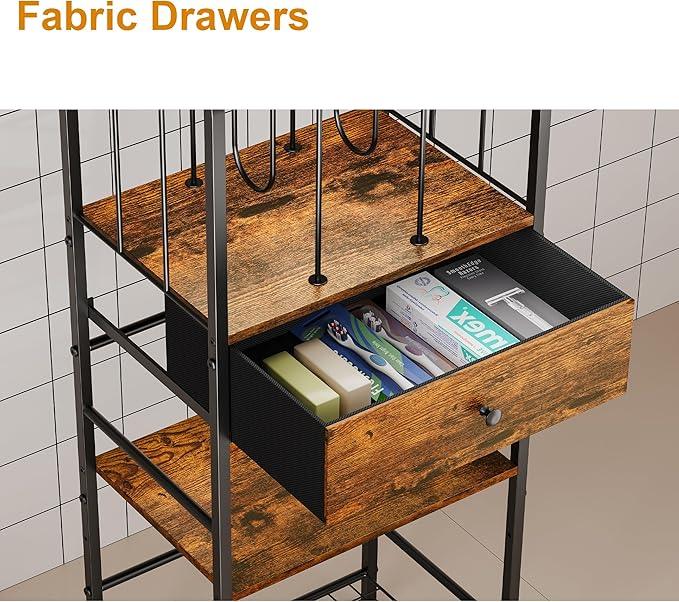 Towel Rack Free Standing 3-Tier with Drawer and M-Shaped Detachable Dividers,Towel Holder with Adjustable Shelf, Towel Organizer Space Saving for Bathroom and Poolside Patent Pending - ModernBath