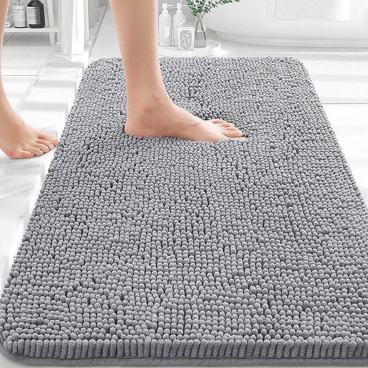 OLANLY Bathroom Rugs 36x24, Extra Soft Absorbent Chenille Bath Rugs, Rubber Backing Quick Dry, Machine Washable Bath Mats for Bathroom Floor, Tub and Shower, Home Decor Accessories, Grey - ModernBath