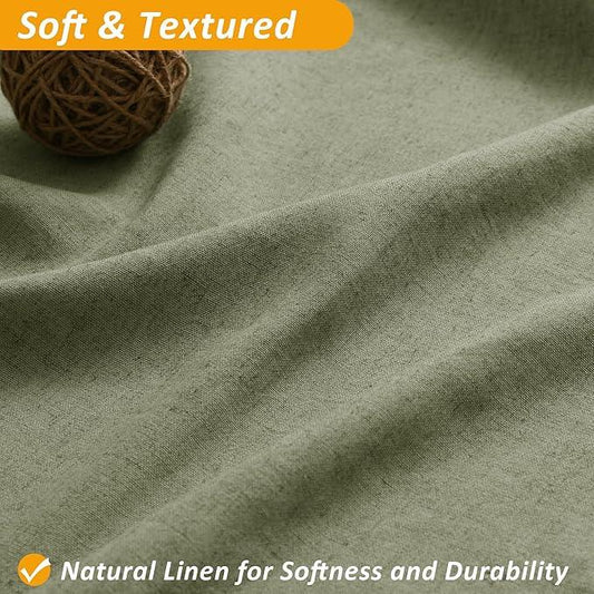 Naturoom Sage Green Linen Shower Curtain with Liner and Hooks Boho Farmhouse Shower Curtains for Bathroom Heavy Duty Textured Burlap Cloth Double Bath Curtains with See Through Top Window 72x72 - ModernBath