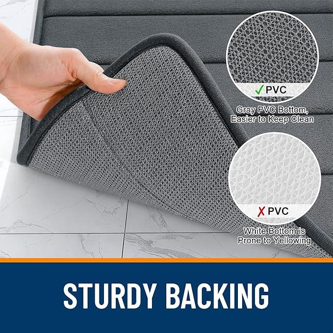 OLANLY Memory Foam Long Bathroom Rugs Runner 59x20, Super Soft Absorbent Bath Mat, Quick Dry, Machine Washable Shower Floor Rugs, Bathmat Carpet, Bathroom Home Decor Accessories, Black - ModernBath