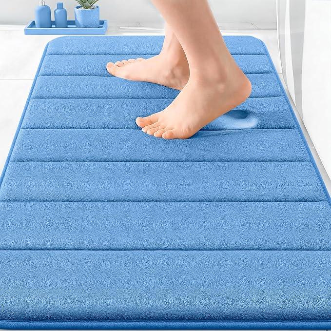 OLANLY Memory Foam Bath Mat 30x20, Super Soft Absorbent Bathroom Rugs, Quick Dry, Machine Washable Shower Floor Rugs, Bathmat Carpet, Bathroom Home Decor Accessories, Cornflower Blue - ModernBath