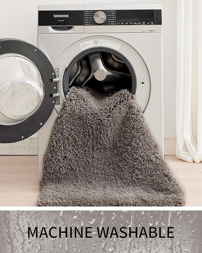 Ruggnovea Bathroom Rugs Non Slip Washable, Ultra Soft Thick Shaggy Absorbent Bath Mats, High Density Foam Latex Non Slip Backing Bath Rugs, Microfiber Bath Mats for Bathroom Floor&Sink,24x17,Dark Grey - ModernBath