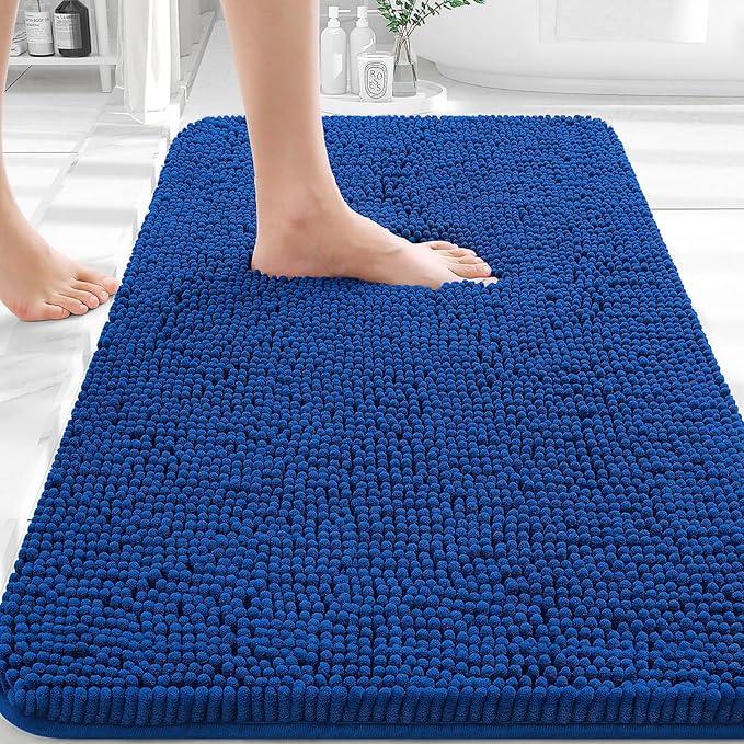 OLANLY Bathroom Rugs 30x20, Extra Soft Absorbent Chenille Bath Rugs, Rubber Backing Quick Dry, Machine Washable Bath Mats for Bathroom Floor, Tub and Shower, Home Decor Accessories, Royal Blue - ModernBath