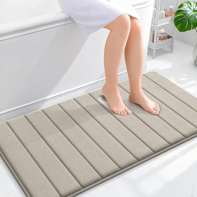 OLANLY Memory Foam Bath Mat 44x24, Super Soft Absorbent Bathroom Rugs, Quick Dry, Machine Washable Shower Floor Rugs, Bathmat Carpet, Bathroom Home Decor Accessories, Warm Taupe - ModernBath