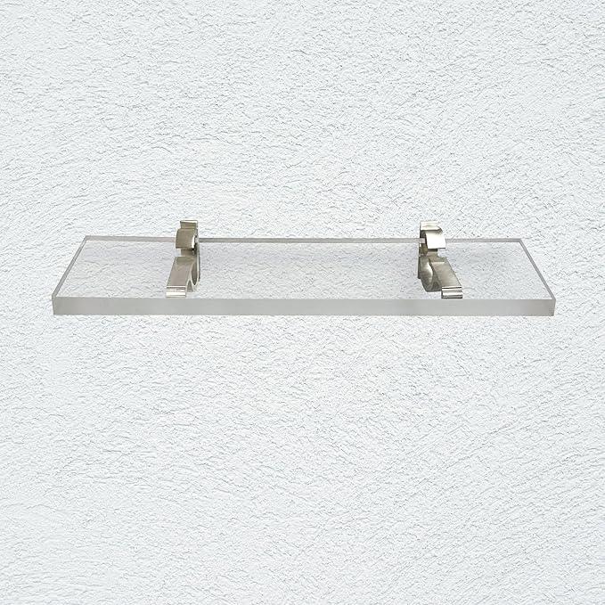 Clear Acrylic Shelves for Wall Storage, 6" W X 36" L, 3/4" Thick Wall Mounted Floating Shelves for Bedroom, Living Room, Bathroom, ‎Easy Installation with Screws and Brushed Nickel Brackets - ModernBath