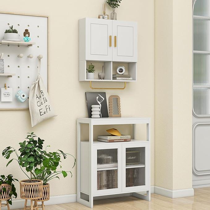 Wall Mounted Bathroom Storage Cabinet Medicine Cabinet with Adjustable Shelves & Towel Bar for Bathroom, Laundry Room, Bedroom, Enterway - ModernBath