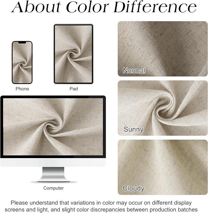 Naturoom Light Tan Linen Shower Curtain, Cloth Textured Fabric Shower Curtain Set with Hooks, Simple Elegant Modern Farmhouse Country Ultra Thick Bath Curtains for Bathroom,Water Repellent,54x78 - ModernBath