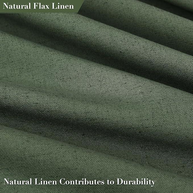 Nanspring Olive Green Boho Linen Shower Curtain for Bathroom Luxury Fancy Modern Rustic Fabric Shower Curtain Set with Hooks Farmhouse Hotel Style Bath Accessories Decor Water Repellent 72x72 - ModernBath
