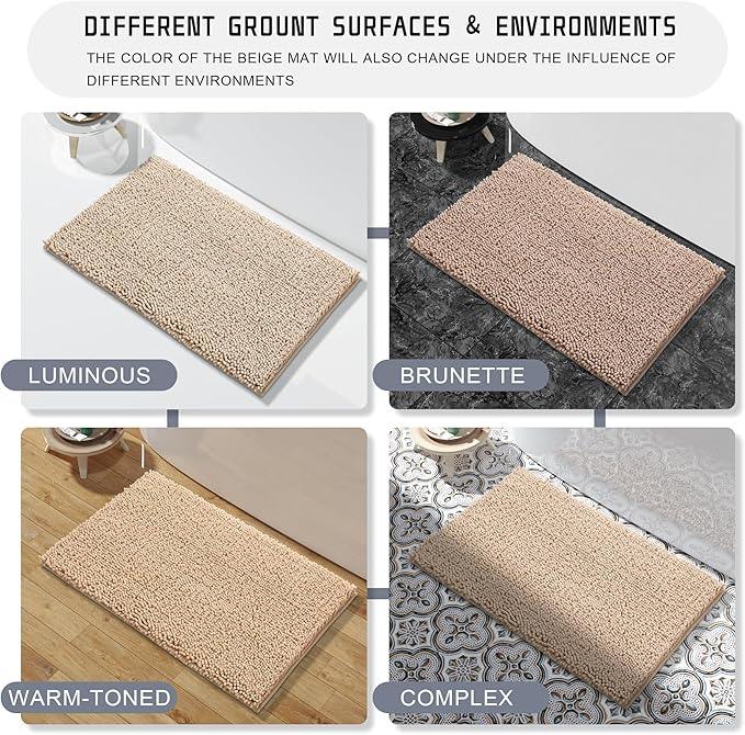 Yimobra Long Bathroom Rugs 44"x24", Extra Soft Non Slip Bath Mat for Tub, Super Absorbent Quick Dry Shaggy Rug Floor Carpet, Machine Washable,Beige - ModernBath