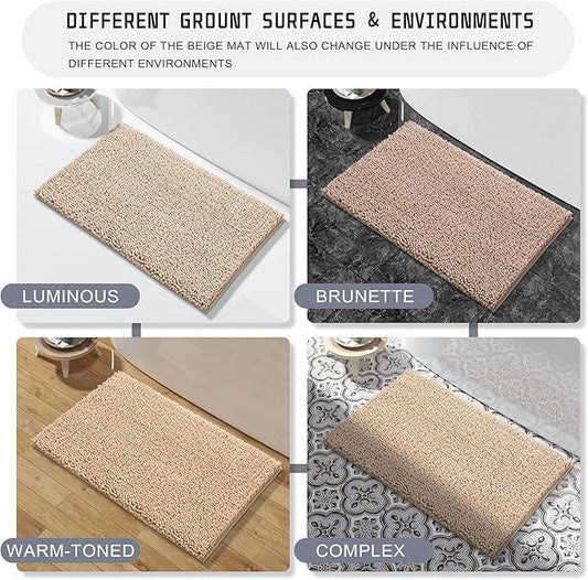 Yimobra Long Bathroom Rugs 44"x24", Extra Soft Non Slip Bath Mat for Tub, Super Absorbent Quick Dry Shaggy Rug Floor Carpet, Machine Washable,Beige - ModernBath