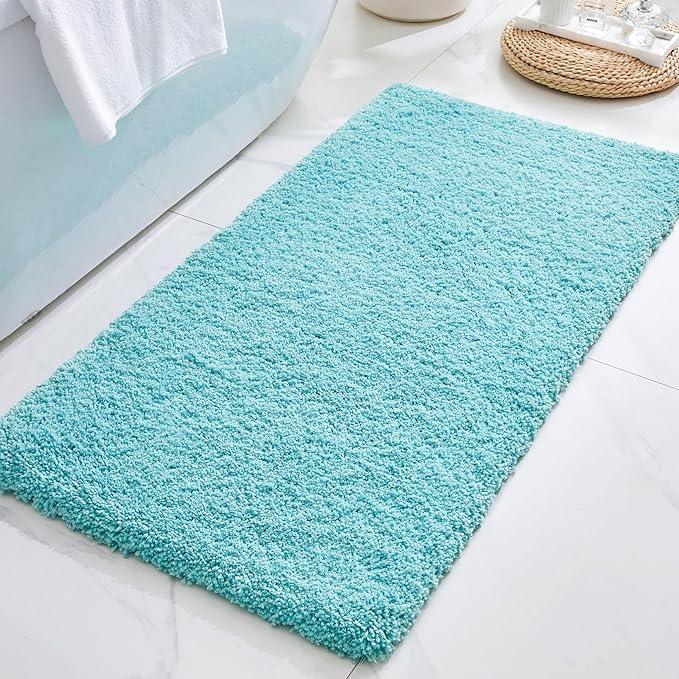ILANGO Teal Bathroom Rugs 48" × 24" Non Slip & Super Absorbent Extra Thick Soft, Washable Bath Mat for Floor, Microfiber Plush Shaggy Bath Rug with Rubber for Bathtub Shower Room Sink - ModernBath