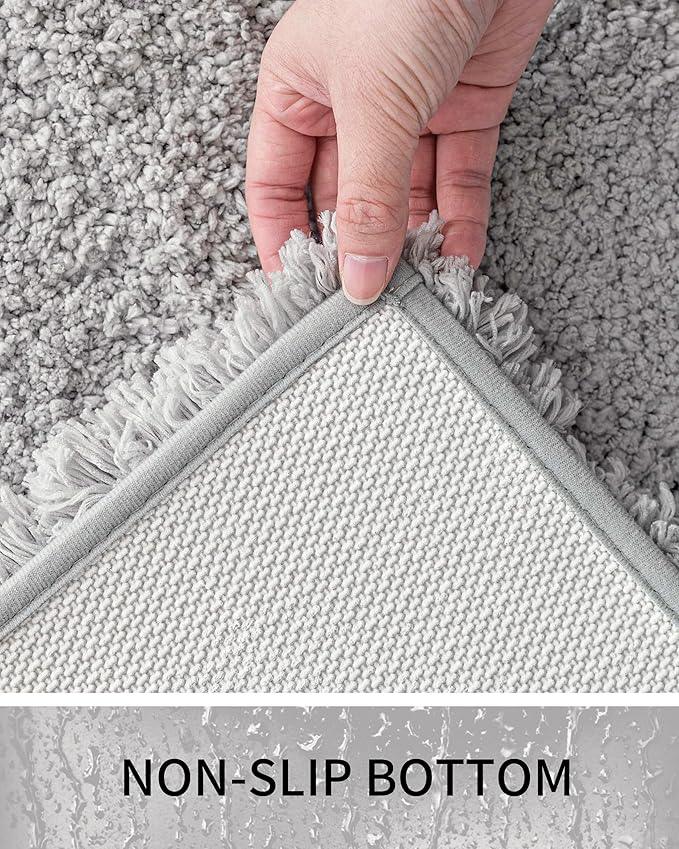 Ruggnovea Bathroom Rugs Non Slip Washable 59x24, Ultra Soft Thick Shaggy Absorbent Bath Mats, High Density Foam Latex Non Slip Backing Bath Rugs, Microfiber Bath Mats for Bathroom Floor&Sink,Grey - ModernBath