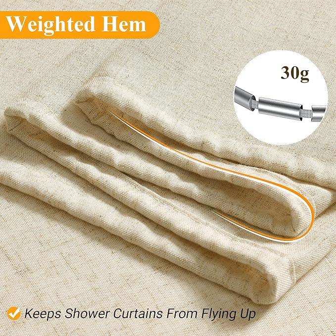 Naturoom Beige Linen Shower Curtain, Textured Fabric Shower Curtains for Bathroom Modern Farmhouse Neutral Tone Premium Quality Fabric Bohemian Rustic Cottage Country Bathroom Decor, Cream, 108 x 72 - ModernBath