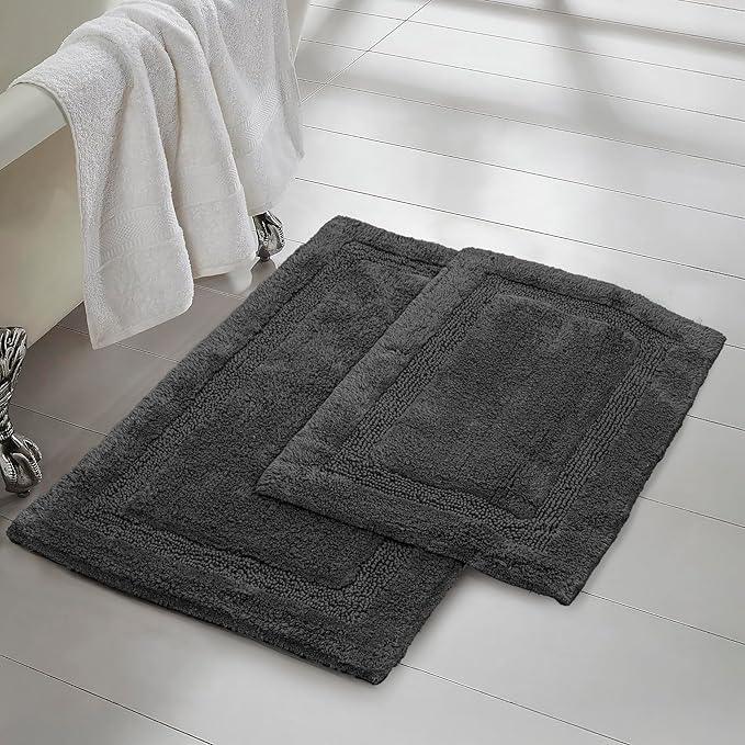 C23 Luxury Bathroom Rugs, Bath Mat - 20"x32" & 16"x24", 2200 GSM Tufted Cotton Bathroom Mat, Ultra-Absorbent Quick Dry Heavyweight Non-Slip Bathmat, Thick Soft Plush Machine Washable Bath Rug - 2 Pack - ModernBath