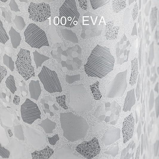 WELTRXE Bathroom Shower Curtain Liner 8G EVA Thick, 72x72 Inch 3D Frosted Pebble Plastic Shower Curtains, Heavy Duty Waterproof Shower Liner with Weighted Magnets, 12 Hooks, Rustproof Metal Grommet - ModernBath