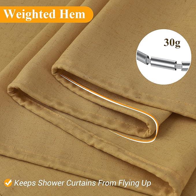 Naturoom Gold Linen Shower Curtains 78 Inches Long, Tall Country Boho Farmhouse Shower Curtains for Bathroom Natural Cloth Weighted Fabric Bath Curtain with Hooks, 72x78 - ModernBath