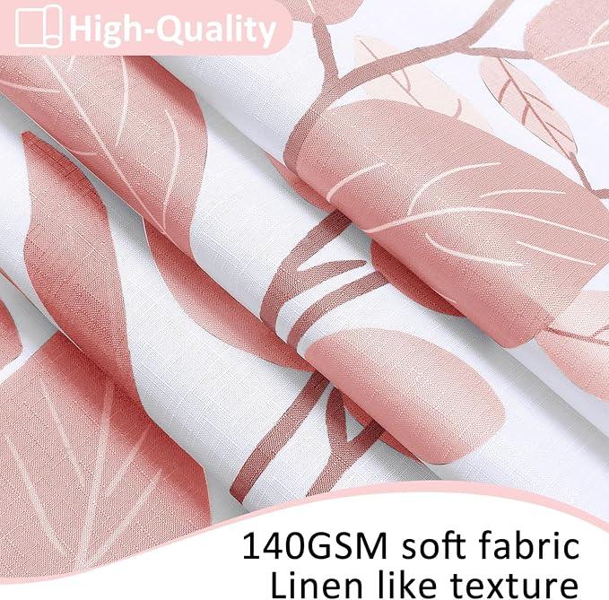 BOODII Pink Leaf Shower Curtain for Bathroom Botanical Eucalyptus Nature Eucalyptus Shower Curtain Set Floral Leaves Waterproof Bathroom Bath Curtains with Hooks 72x72 - ModernBath