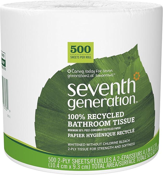 Seventh Generation White Toilet Paper 2-ply 100% Recycled Paper, 500 sheets, Pack of 60 - ModernBath