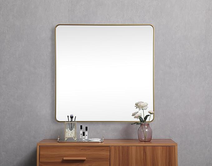 ARS Concepts Aura, Soft Corner Metal Square Mirror 42X42 Inch in, Modern, Brass - ModernBath