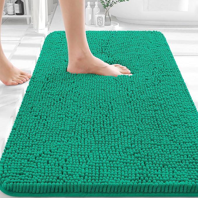 OLANLY Bathroom Rugs 30x20, Extra Soft Absorbent Chenille Bath Rugs, Rubber Backing Quick Dry, Machine Washable Bath Mats for Bathroom Floor, Tub and Shower, Home Decor Accessories, Emerald - ModernBath