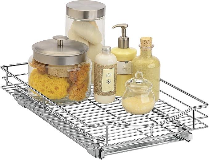 LYNK PROFESSIONAL® Pull Out Cabinet Organizer, 11" x 18" Slide Out Drawers for Kitchen Cabinets - Sliding Pull-Out Pantry Shelves – Home Shelf Organizers - Lifetime Ltd. Warranty, Chrome - ModernBath