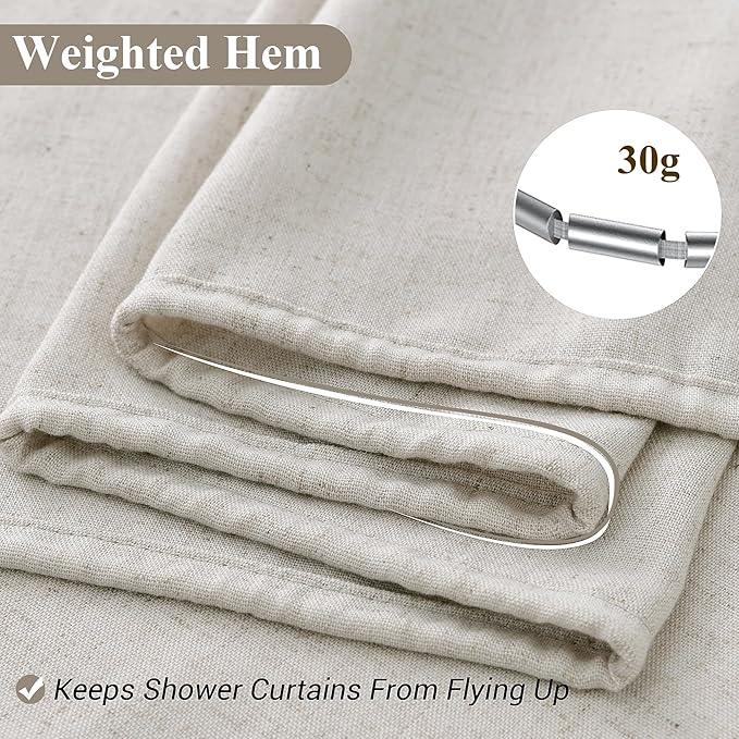 Naturoom Oatmeal Linen Shower Curtain, Cloth Textured Fabric Shower Curtain Set with Hooks, Simple Elegant Modern Farmhouse Country Ultra Thick Bath Curtains for Bathroom,Water Repellent,108x72 - ModernBath