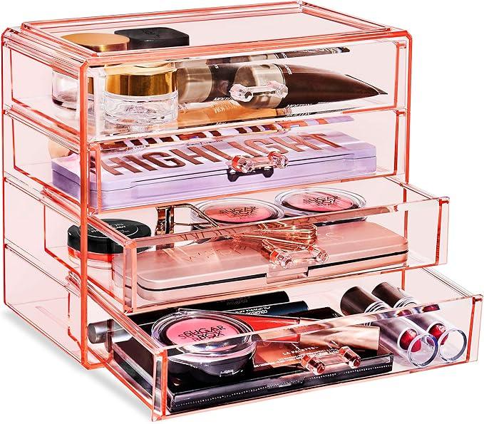 Sorbus Makeup Organizer - 4 Drawer Acrylic Make Up Organizers and Storage for Cosmetics, Jewelry, Beauty Supplies, Clear Makeup Organizer for Vanity, Girl's Room, College Dorm, Counter, Bathroom-Sinks - ModernBath
