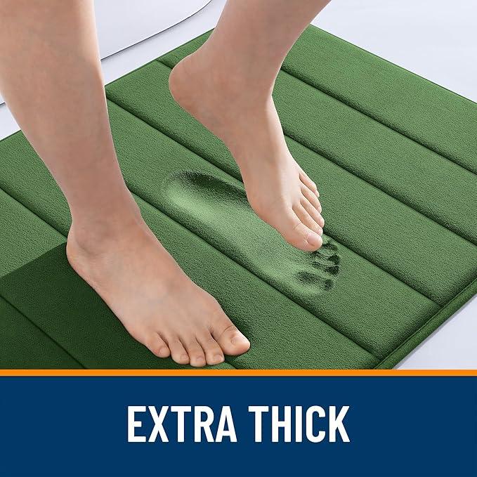 OLANLY Memory Foam Long Bathroom Rugs Runner 47x20, Super Soft Absorbent Bath Mat, Quick Dry, Machine Washable Shower Floor Rugs, Bathmat Carpet, Bathroom Home Decor Accessories, Olive Green - ModernBath