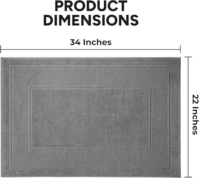 Avalon Towels Grey Bath Mat - 100% Cotton Set of 2 Absorbent Bathmat - Bathroom Mats Quick Dry Bath Mats for Bathrooms (22x34 Inches) - ModernBath