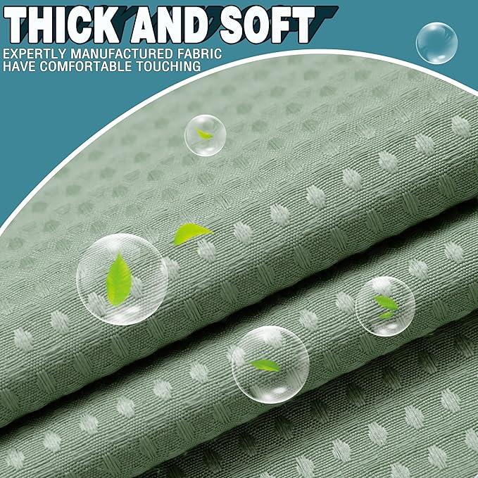 Conbo Mio No Hook Sage Green Waffle Weave Shower Curtain with Snap in Liner Set, Hotel Luxury Shower Curtains for Bathroom with See Through Top Window, Waterproof, Washable 71W x 74H - ModernBath