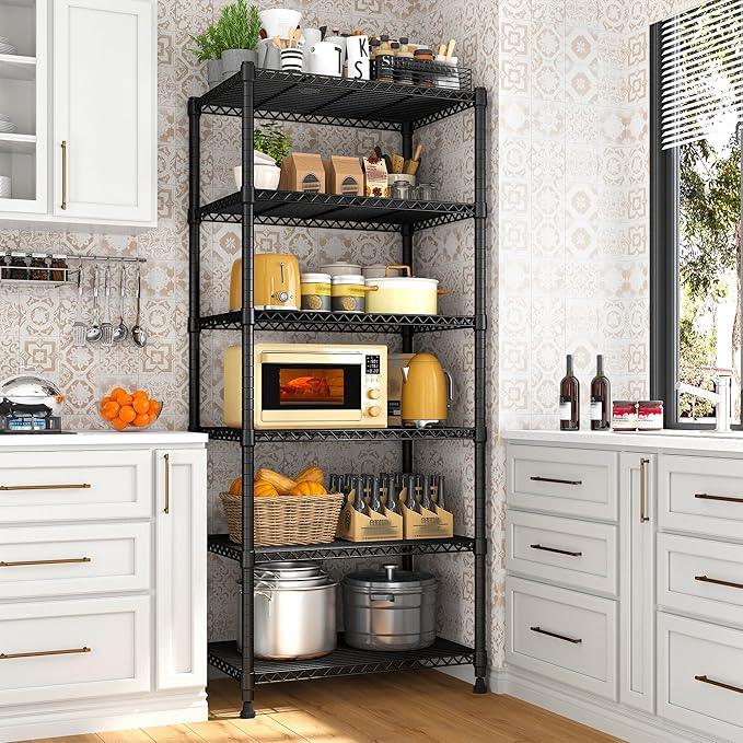REIBII 72’’H Wire Shelving, 6 Tier Metal Shelving Units and Storage Shelves, Adjustable Garage Shelving for Storage Heavy Duty Shelving for Pantry Shelf Kitchen Garage, 24’’W X18’’D X72’’H - ModernBath