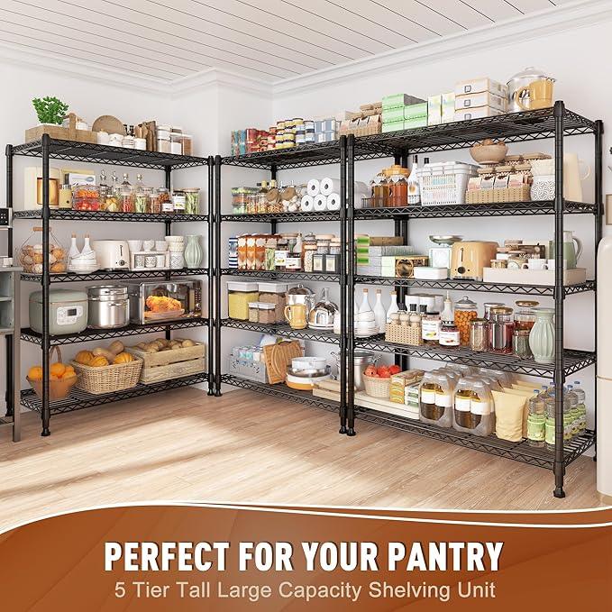 REIBII 5-Tier Wire Shelving Rack Storage Shelves Metal Shelves,1020 LBS Adjustable Heavy Duty Metal Shelving Units and Storage for Garage Pantry Bathroom 29" W X 14" D X 63" H - ModernBath