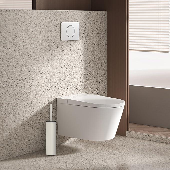 BGL White Toilet Brush and Holder,Stainless Steel Toilet Brushes for Bathroom with Holder - ModernBath
