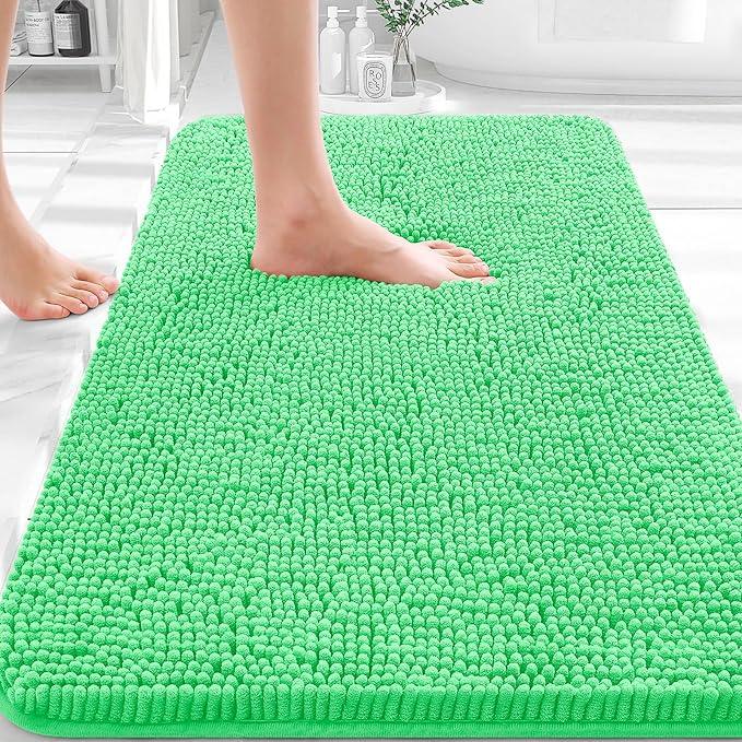 OLANLY Bathroom Rugs 30x20, Extra Soft Absorbent Chenille Bath Rugs, Rubber Backing Quick Dry, Machine Washable Bath Mats for Bathroom Floor, Tub and Shower, Home Decor Accessories, Mint Green - ModernBath