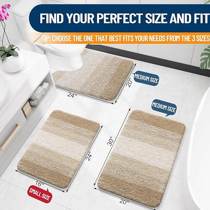 OLANLY Bathroom Rugs Mat 30x20, Extra Soft Absorbent Microfiber Bath Rugs, Rubber Backing, Quick Dry, Machine Washable Bath Mats for Bathroom Floor, Tub and Shower, Home Decor Accessories, Tan - ModernBath